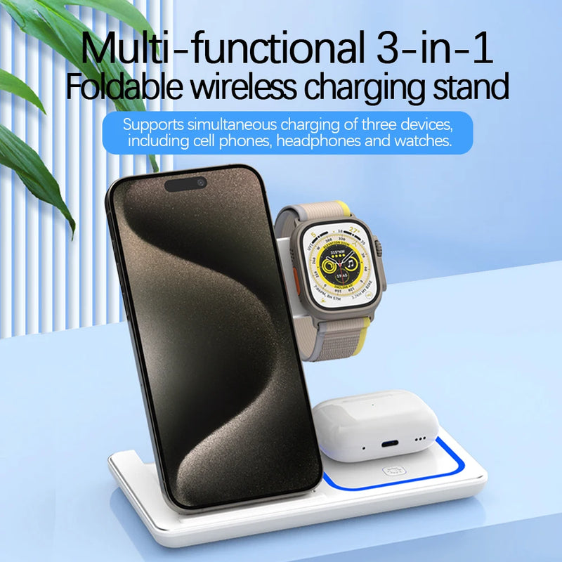 3 in 1 Foldable LED Charging Station 30W 