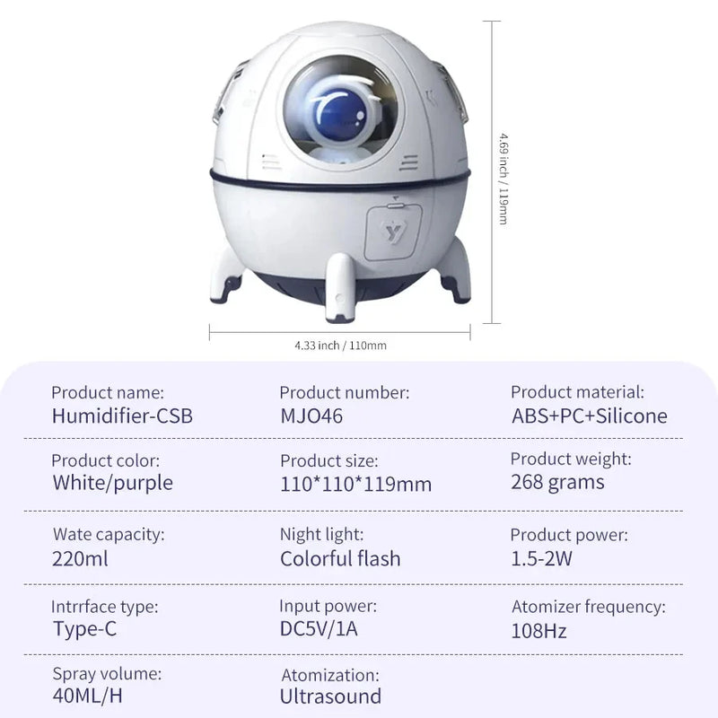 Humidificador de Ar Cápsula Espacial