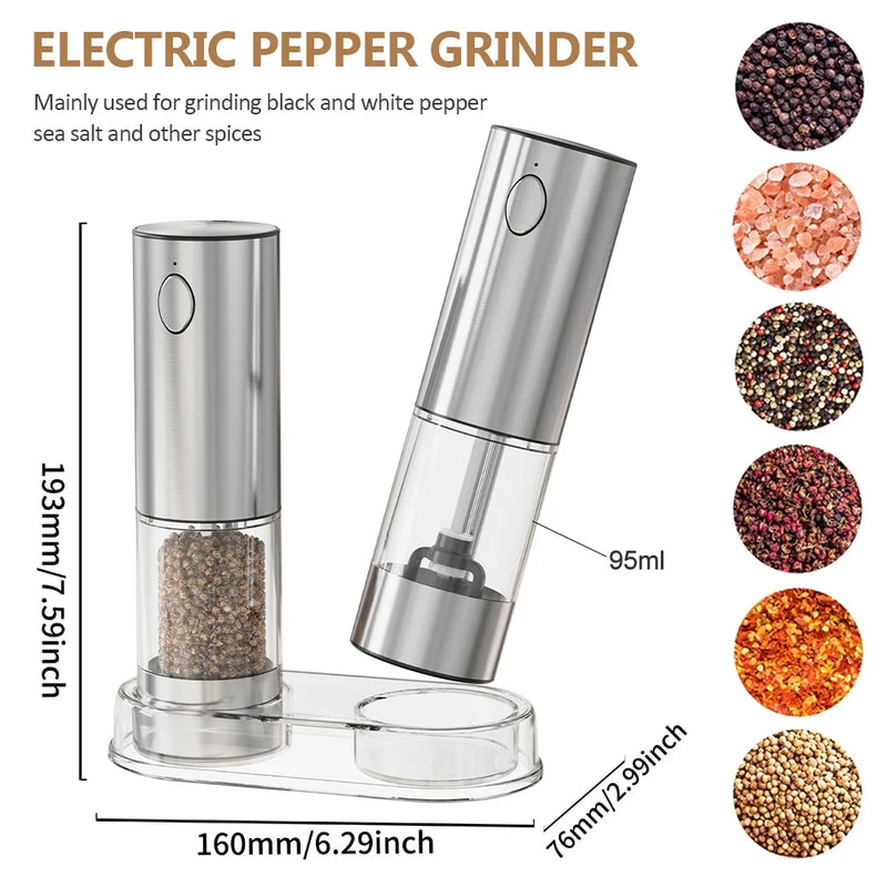 Stainless Steel Electric Pepper and Salt Grinder